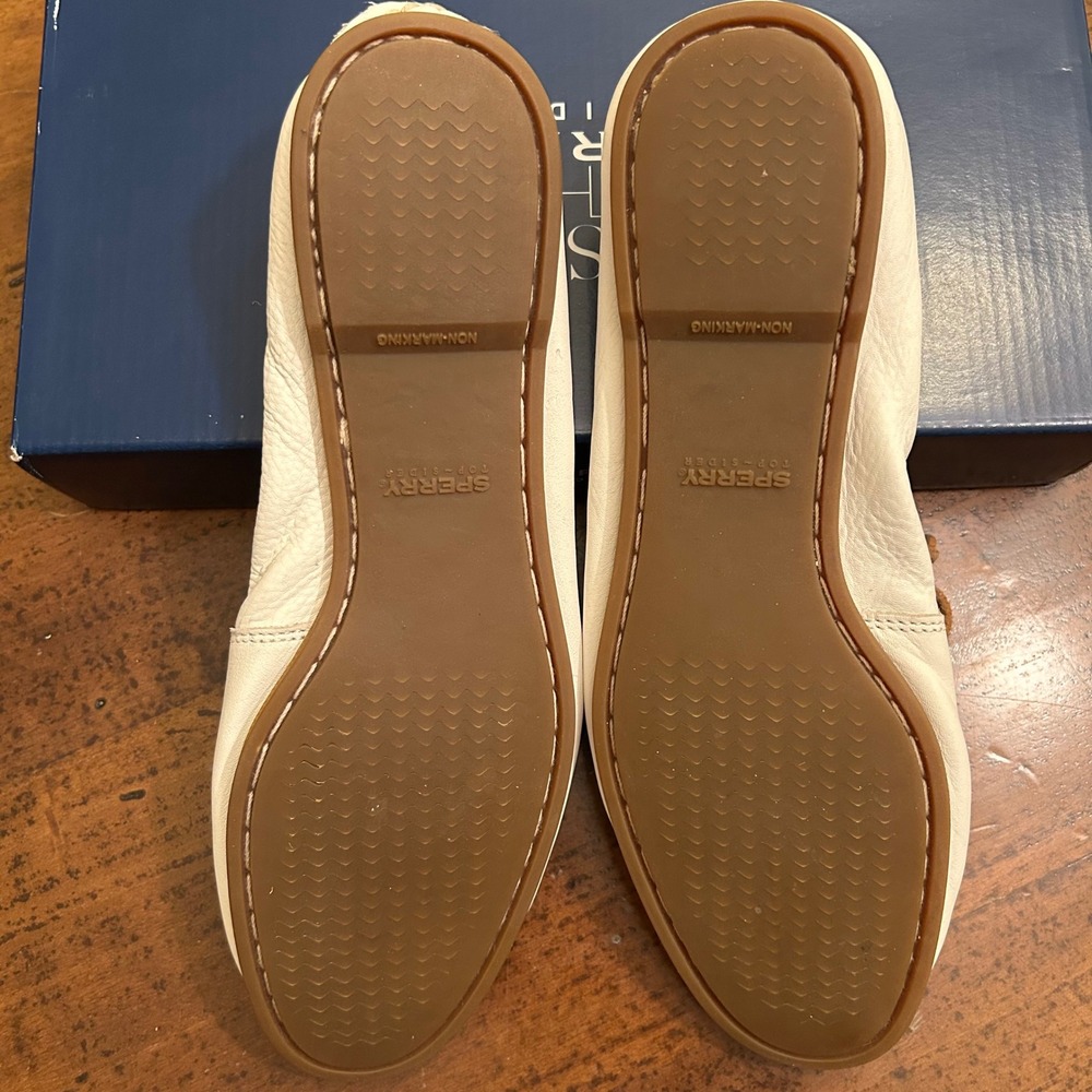 Sperry Top-Sider Audrey Boat Shoes White Cognac Sand Leather Loafers Womens 8M - Picture 5 of 14